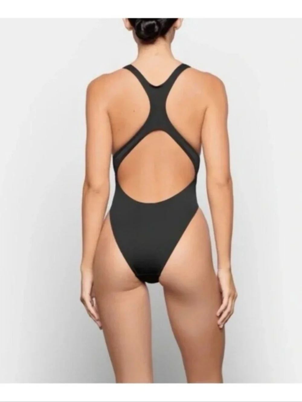SKIMS Black Cutout Monokini Swimsuit